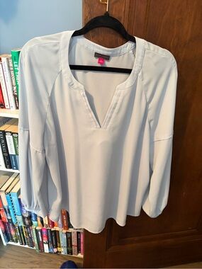 Vince Camuto Pale Blue Split-Neck Tunic Top